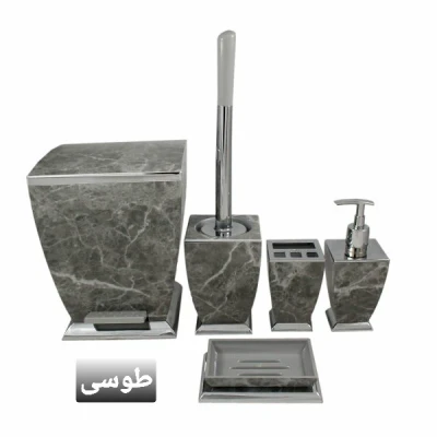 ست 6 پارچه هارمونی مدل آوا ماربل طوسی کروم